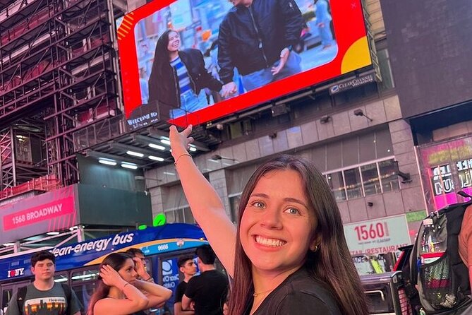 Get Your 15 Seconds of Fame on a Times Square Billboard in NYC! - Where Your Billboard Plays: Pele Store to TKTS Steps