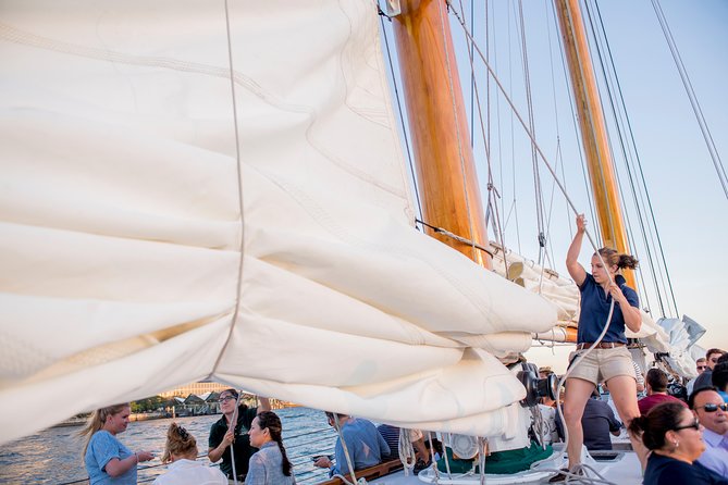 New York Day Sail to the Statue of Liberty on Schooner America - The schooner feel: sails, crew energy, and a calm harbor mood
