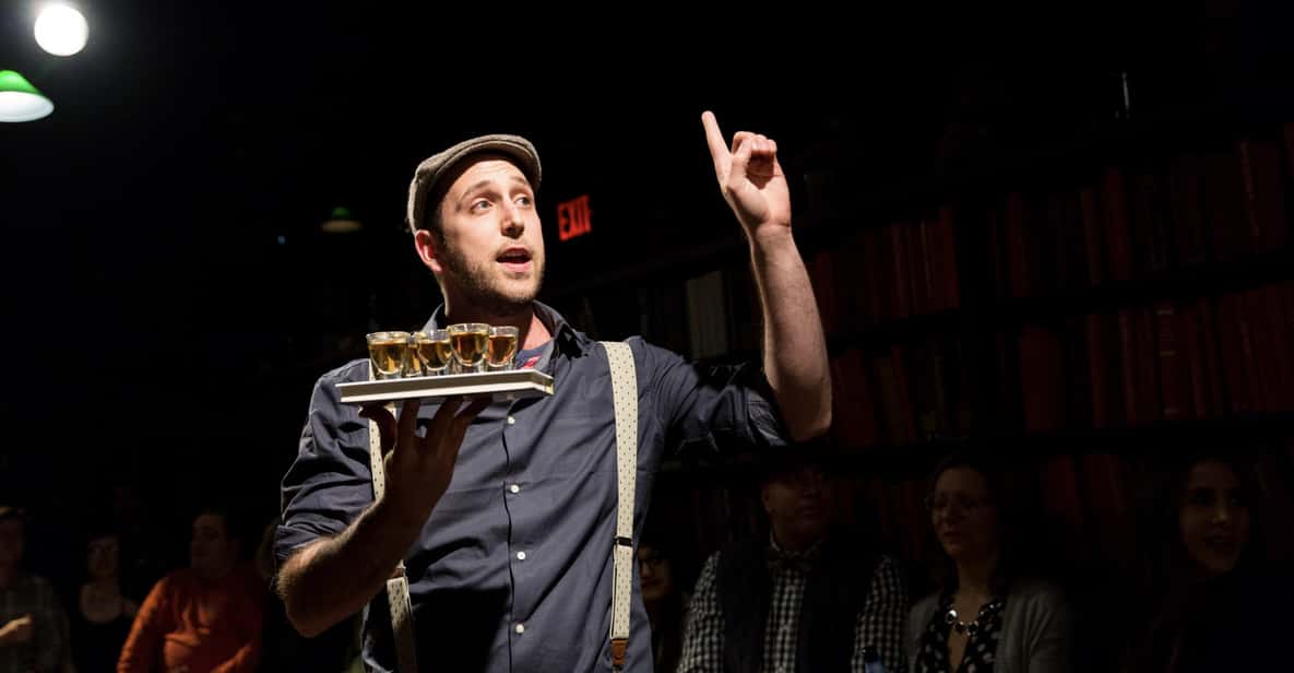 NYC: Drunk Shakespeare Ticket - Live Theatre and Cocktails - Ruby Theatre Library Speakeasy: Seats, Bar, and Atmosphere