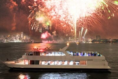 NYC: New Year's Eve Dinner Cruise with Music and Open Bar - Fireworks behind Liberty: why this view is the point