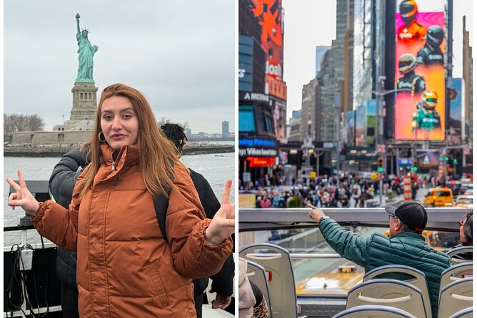 NYC Night Bus Sightseeing Tour with Free Statue of Liberty Cruise - Midtown at night: Times Square, Empire State, Chrysler, and Bryant Park
