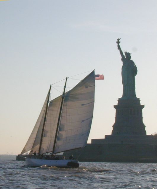 NYC: Statue of Liberty Day Sail on the Schooner Adirondack - The onboard experience: crew service, sails in action, and what you get to drink