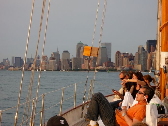NYC: Sunset Sail Aboard Schooner Adirondack - The Sunset That Actually Looks Different: Skyline Lights, Not Just Dark Skies