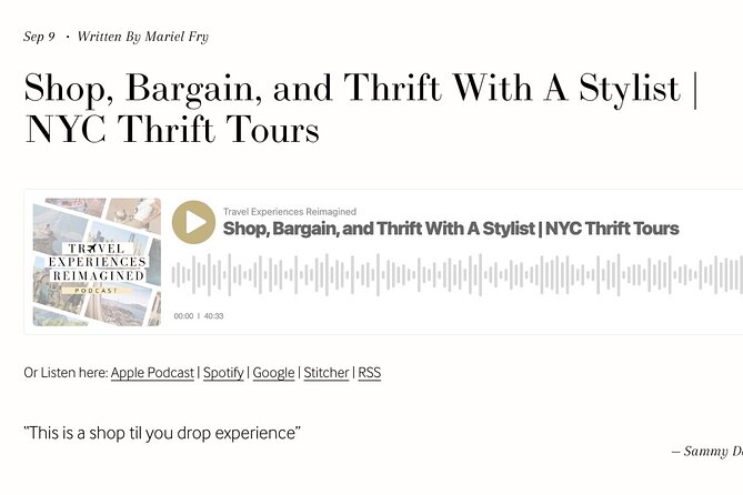 Private Secondhand Bargain Shopping & Styling Tour with a Personal Shopper - Ace Hotel Start: Coffee First, Shopping Second