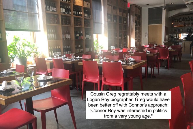 SUCCESSION Walking Tour of Downtown Manhattan Filming Locations - Greg’s biographer meeting at an Italian restaurant