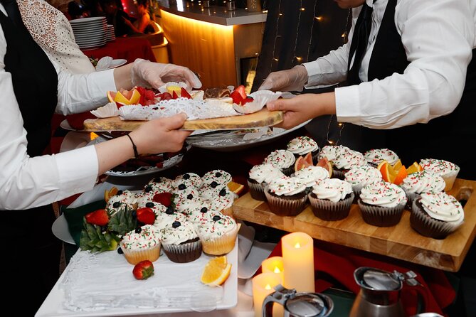 Tree Lighting Ceremony Indoor Viewing from 45 Rockefeller Center - Gala Dinner Flow: Hors d’Oeuvres, Filet Carving Station, and Buffets